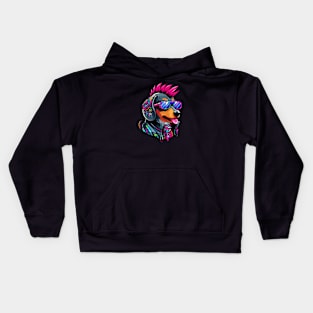 Cyberpunk Doggo Doxie Kids Hoodie